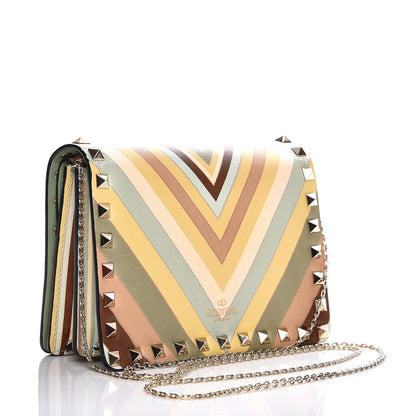 Valentino Garavani Vitello Native Couture 1975 Rockstud Wallet on Chain Multicolor 3 of 8