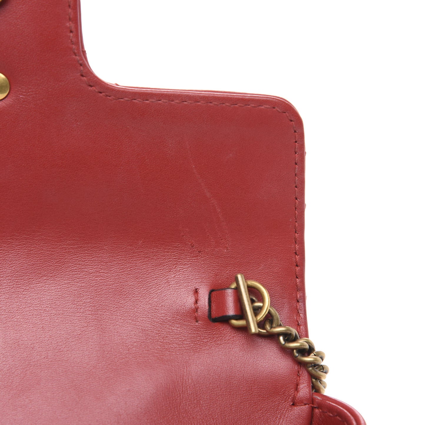 Calfskin Matelasse Super Mini GG Marmont Shoulder Bag Hibiscus Red