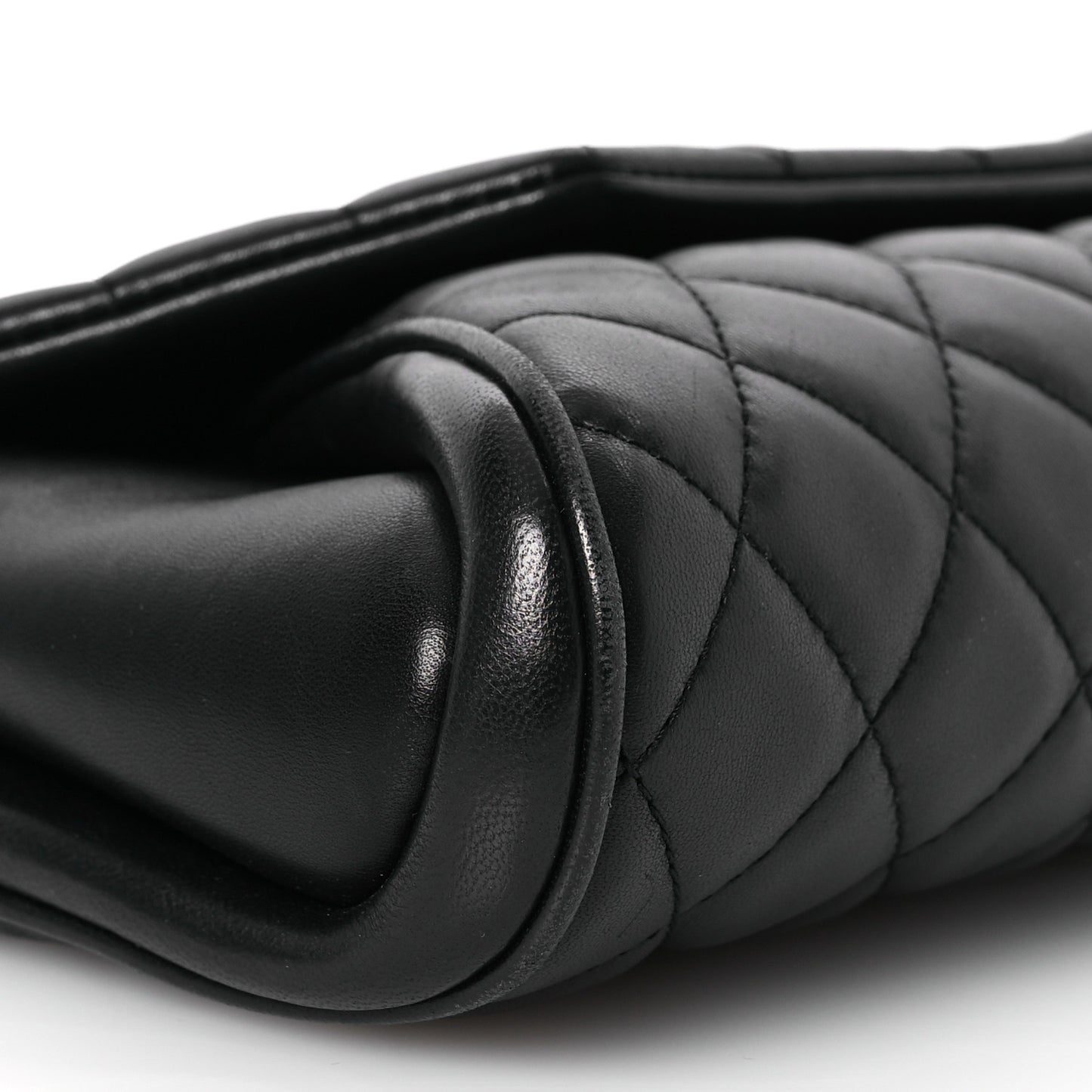 Lambskin Quilted Fold Up Again Clutch Black