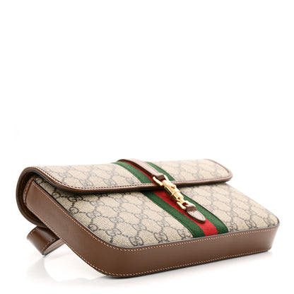 Gucci GG Supreme Monogram Azalea Calfskin Web Jackie 1961 Belt Bag 100 40 Beige Ebony Brown Sugar 4 of 10