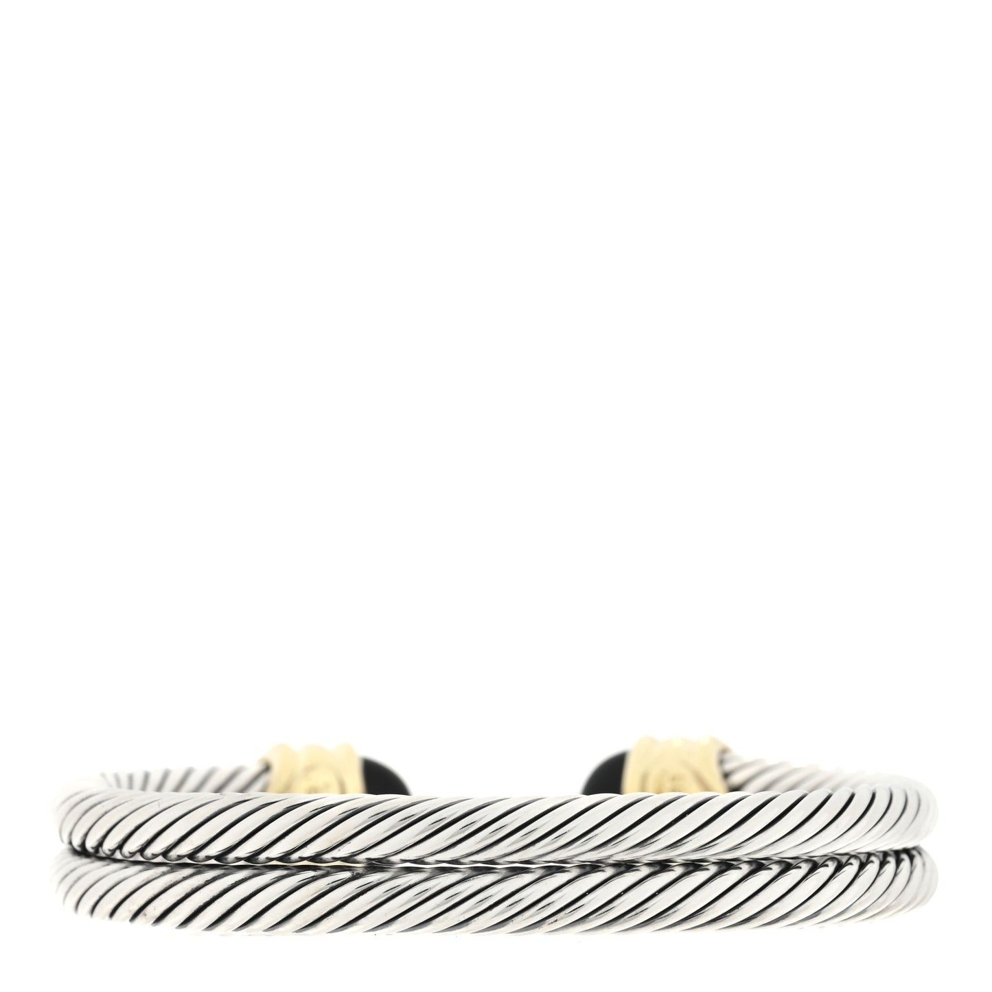 Sterling Silver 14k Yellow Gold Renaissance Black Onyx Garnet Cable Bracelet