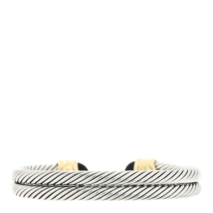 David Yurman Sterling Silver 14k Yellow Gold Renaissance Black Onyx Garnet Cable Bracelet 2 of 3