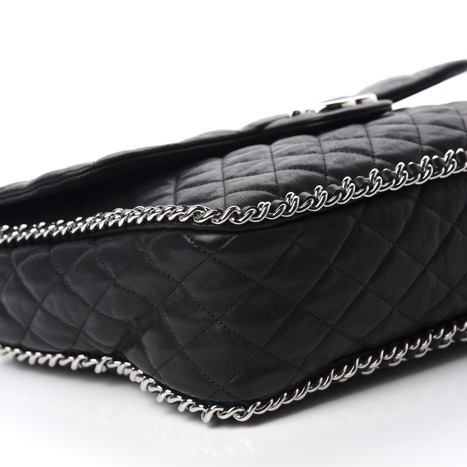 Chanel Washed Lambskin Quilted Maxi Chain Around Flap Black 6 of 10