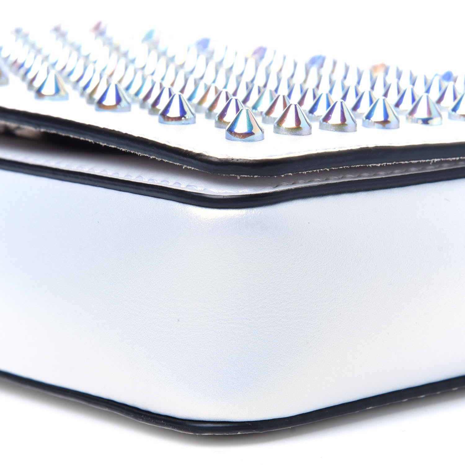 Christian Louboutin Metallic Calfskin Spiked Zoompouch Crossbody Snow Silver 12 of 12