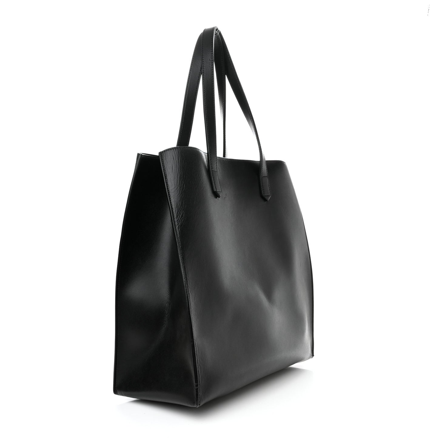 Calfskin Logo Debossed Tote Black