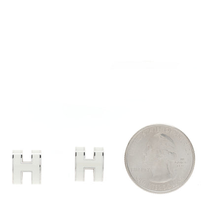Hermes Palladium Lacquered Pop H Earrings White 2 of 6