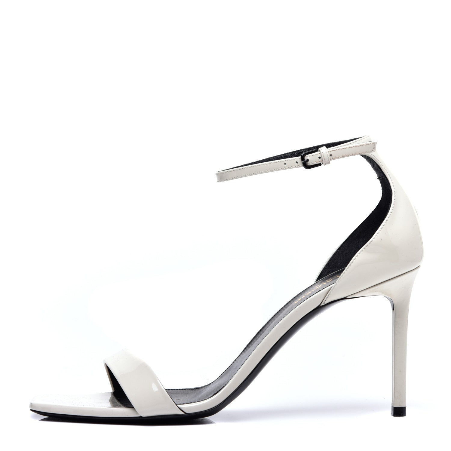 Saint Laurent Patent Calfskin Amber 105 Ankle Strap Sandals 40 White 1 of 8