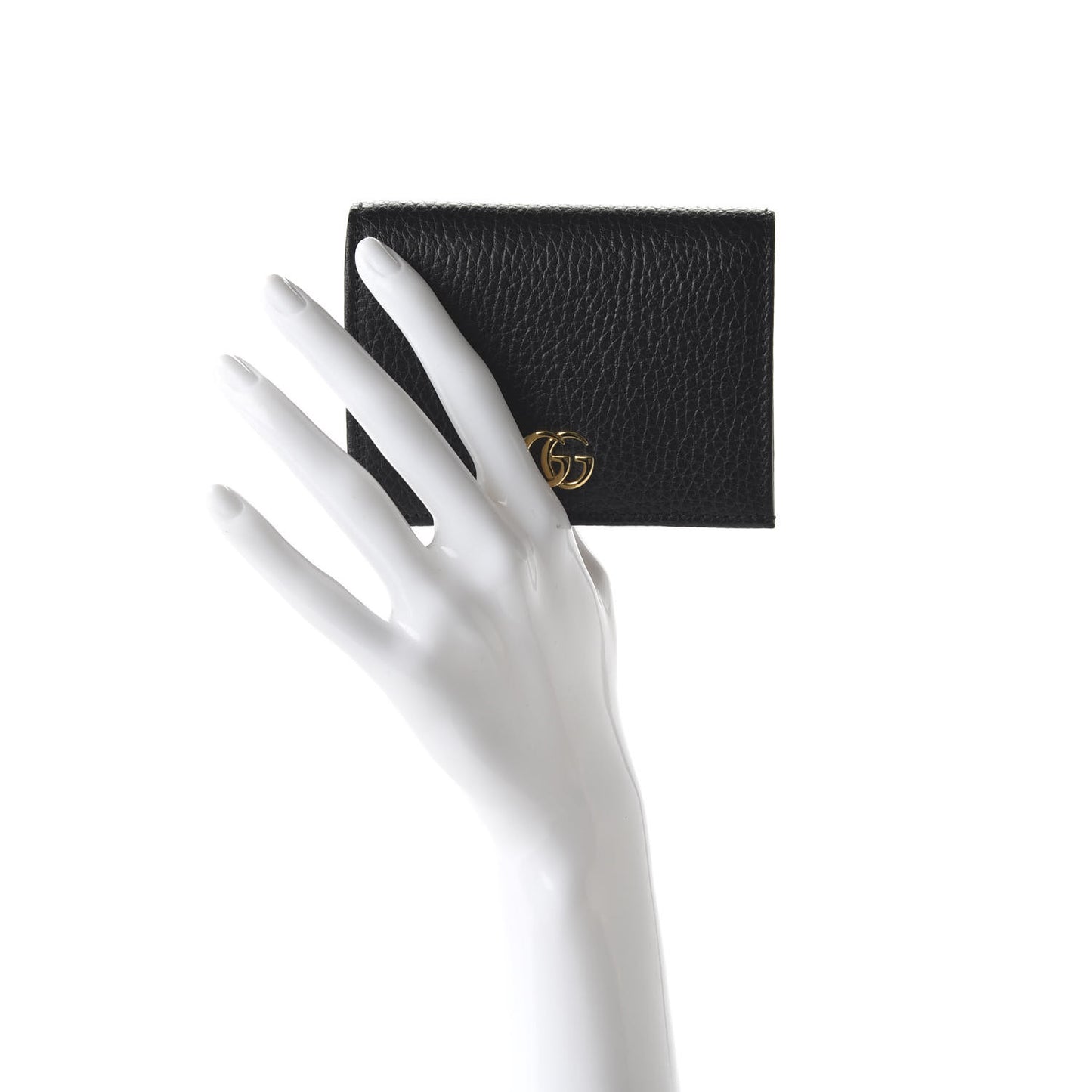Pebbled Calfskin GG Marmont Card Case Black