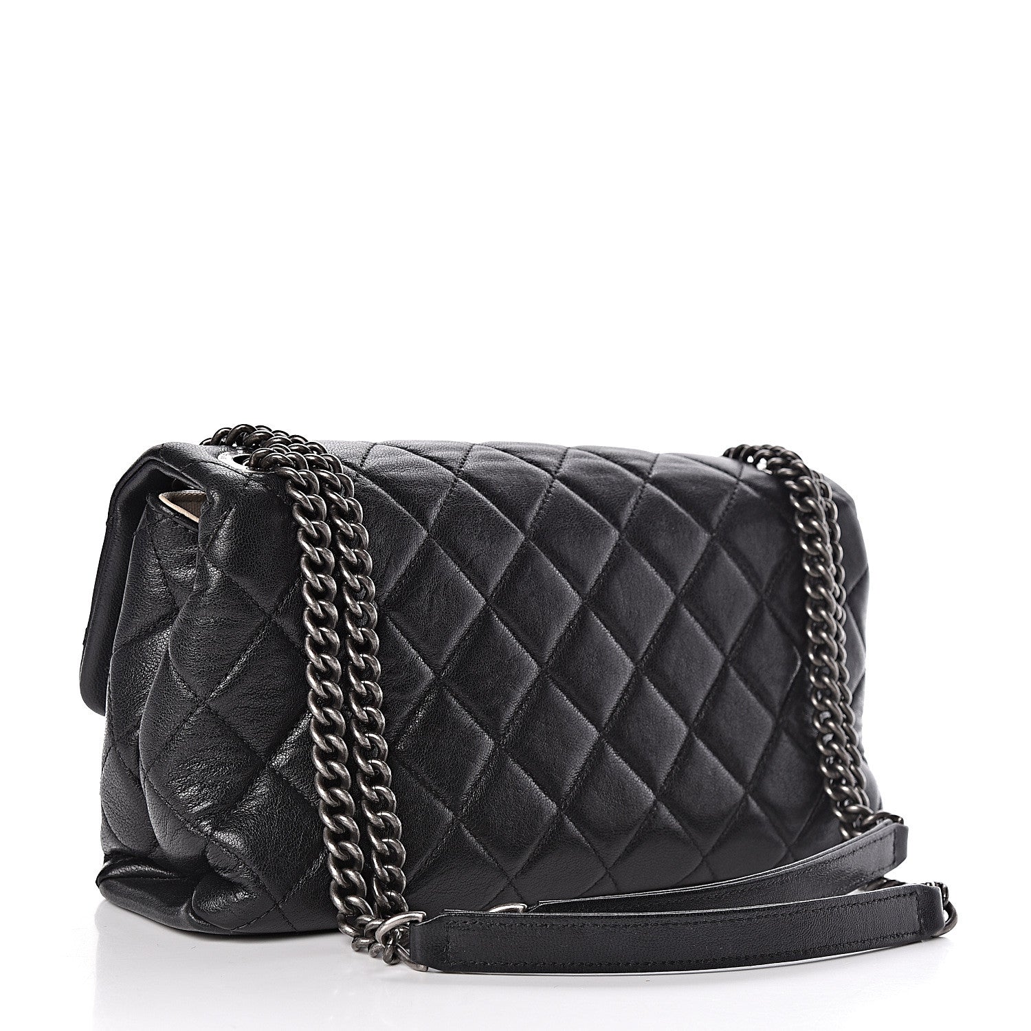 Chanel Shiny Lambskin Quilted Medium Burgundy Rocks Flap Black 3 of 11