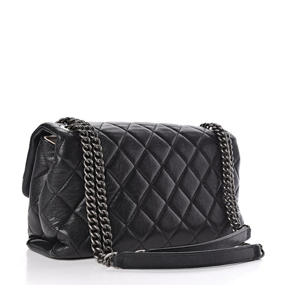 Chanel Shiny Lambskin Quilted Medium Burgundy Rocks Flap Black 3 of 11