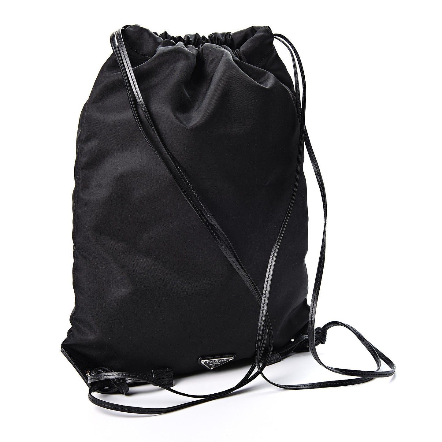 Tessuto Nylon Saffiano Seahorse Drawstring Backpack Black