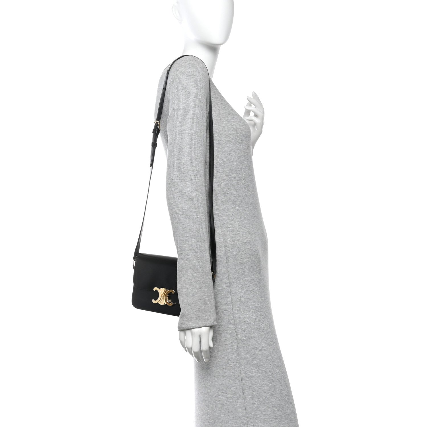 Celine Shiny Calfskin Teen Triomphe Black 2 of 10