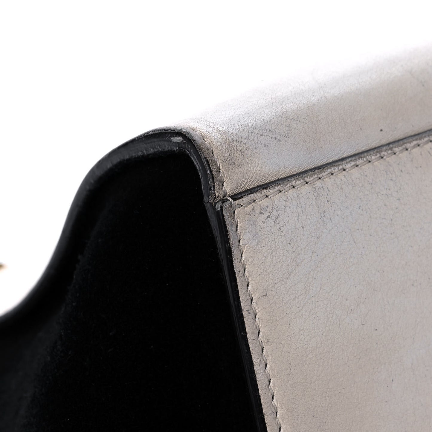 Calfskin Suede Whipsnake Medium Trapeze Black White