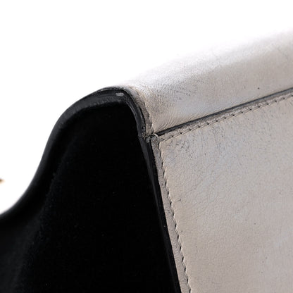 Celine Calfskin Suede Whipsnake Medium Trapeze Black White 11 of 18