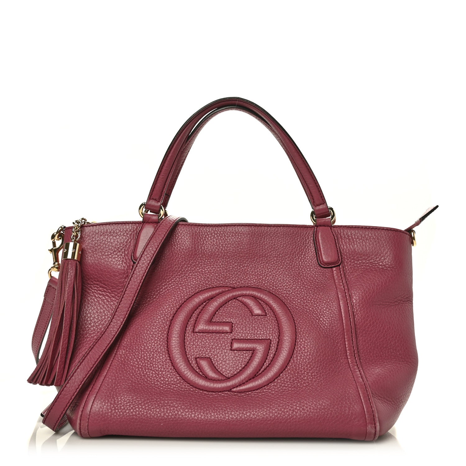 Gucci Pebbled Calfskin Small Soho Top Handle Bag Peonia Flower 1 of 10