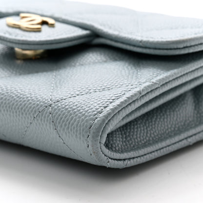 Chanel Caviar Quilted Flap Card Holder On Chain Light Blue 12 of 14