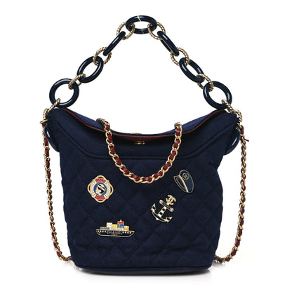 Chanel Wool Lambskin Quilted Paris Hamburg Charms Bucket Bag Dark Navy 1 of 10