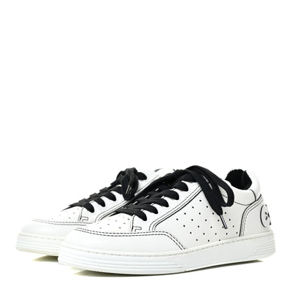 Chanel Calfskin Womens Logo Sneakers 37 Black White 3 of 10