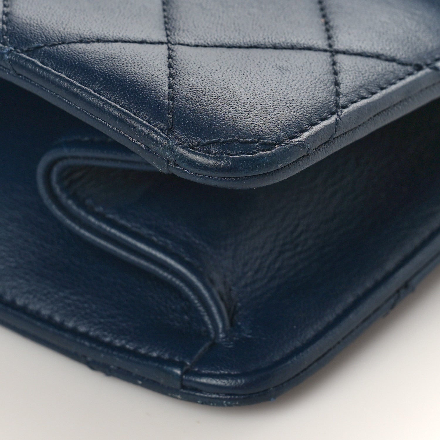 Chanel Sheepskin Quilted Small Beauty Lock Shopping Tote Navy Blue 9 of 11