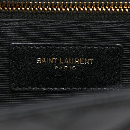 Saint Laurent Grain De Poudre Matelasse Chevron Large Monogram Satchel Black 5 of 7