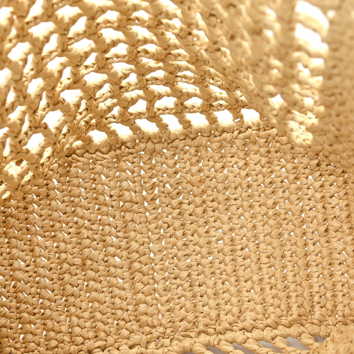 Yarn Raffia Effect Crochet Logo Embroidered Small Tote Bag Naturale