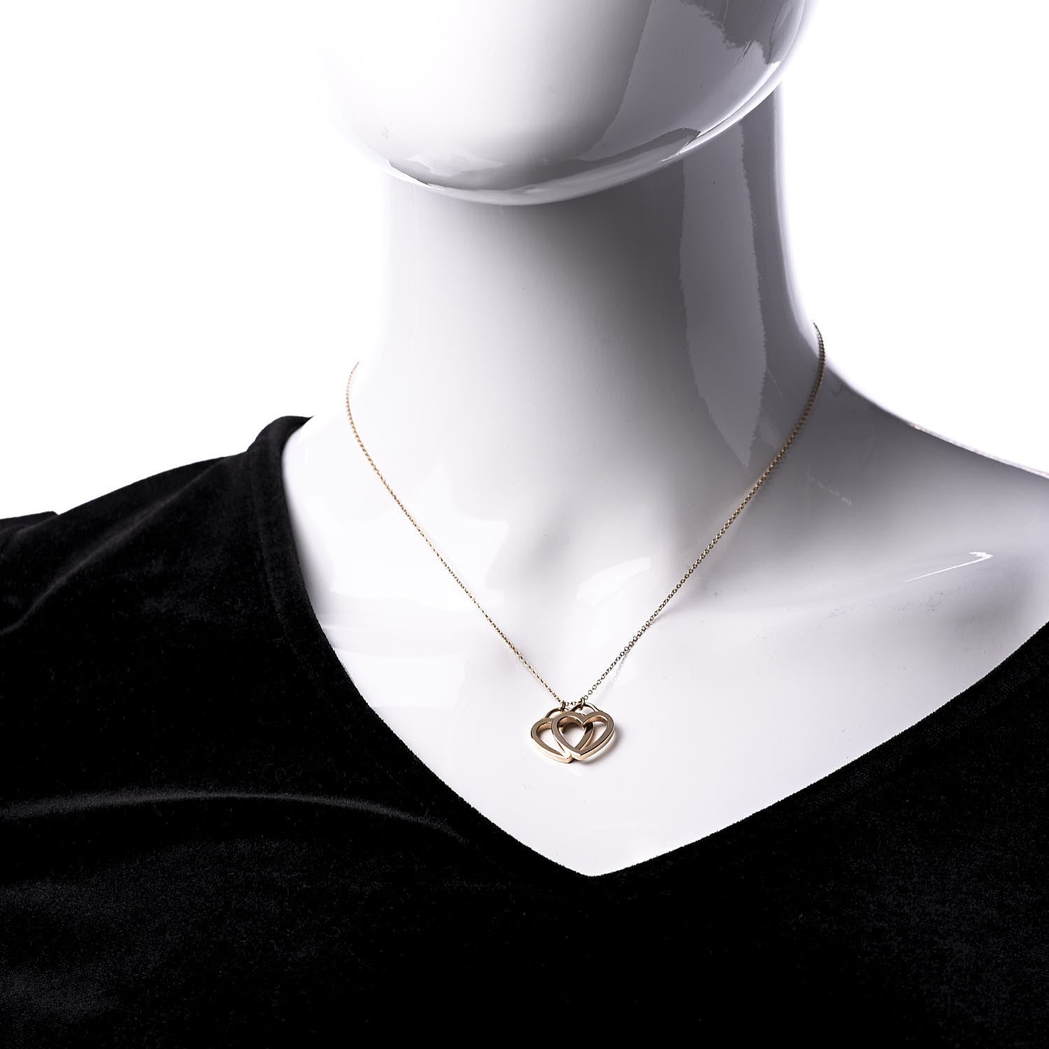 Tiffany 18K Rose Gold Double Open Heart Pendant Necklace 2 of 8
