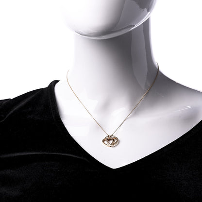 Tiffany 18K Rose Gold Double Open Heart Pendant Necklace 2 of 8