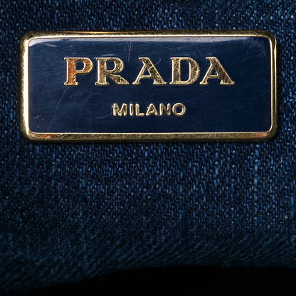 Prada Denim Logo Tote Bleu 9 of 14