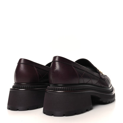 Chanel Calfskin Quilted CC Mocassin Loafers 37 Dark Purple 4 of 9
