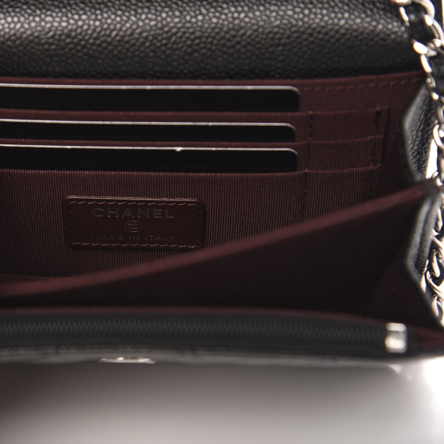 Caviar Quilted Mini Wallet On Chain WOC Black