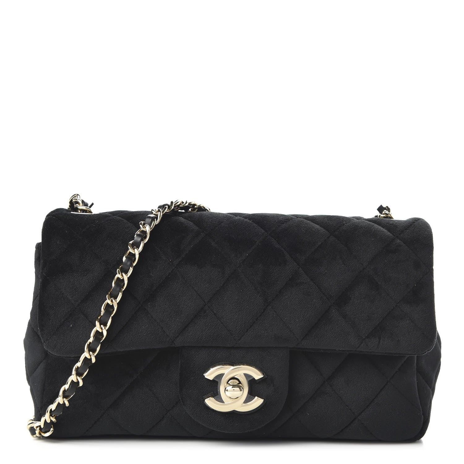 Chanel Velvet Quilted Mini Rectangular Pearl Crush Flap Black 1 of 10