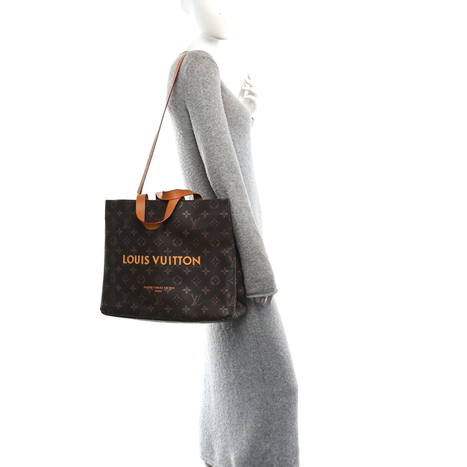 Louis Vuitton Calfskin Monogram Shopper Tote MM 2 of 9