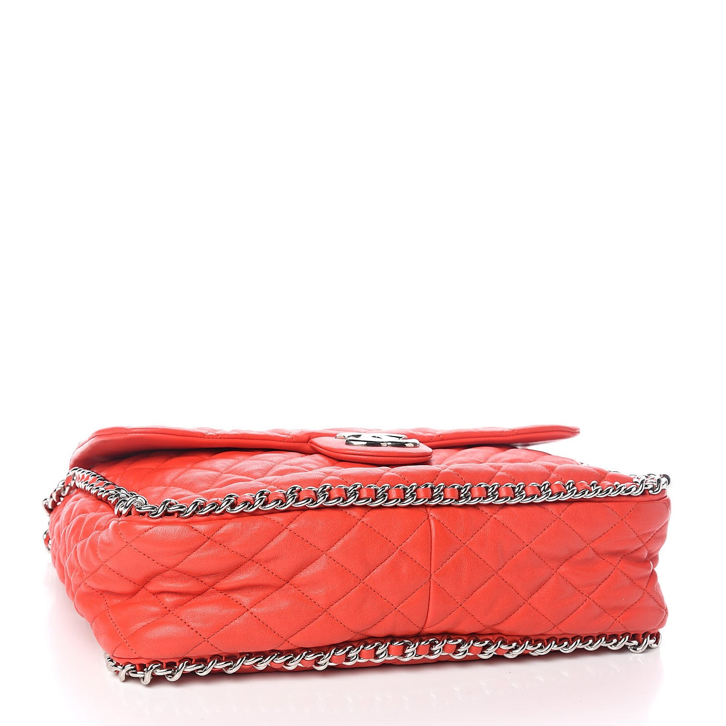 Washed Lambskin Quilted Maxi Chain Around Flap Red