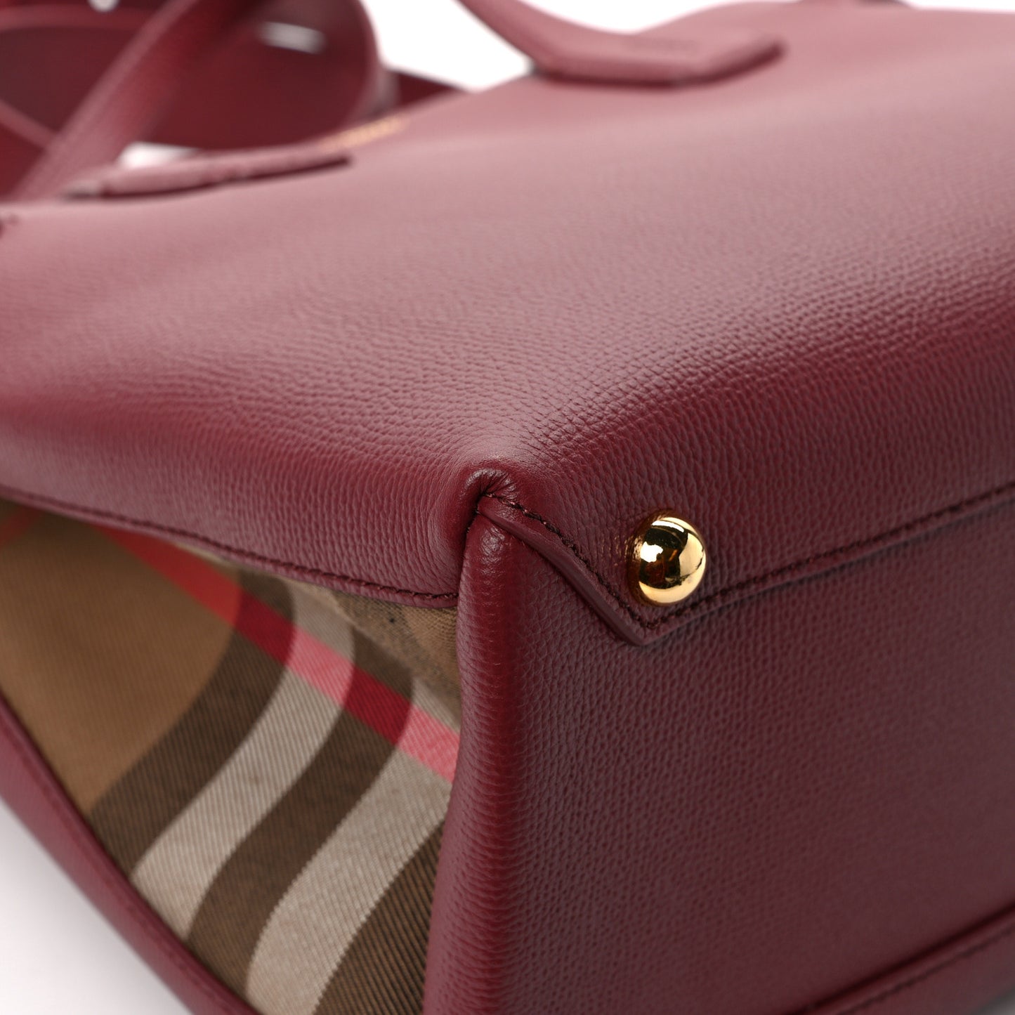 Derby Calfskin House Check Medium Banner Tote Crimson