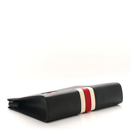 Gucci Textured Dollar Calfskin Nylon Gucci Stripe New Web Cosmetic Case Black Ecru Verde Rosso 4 of 8