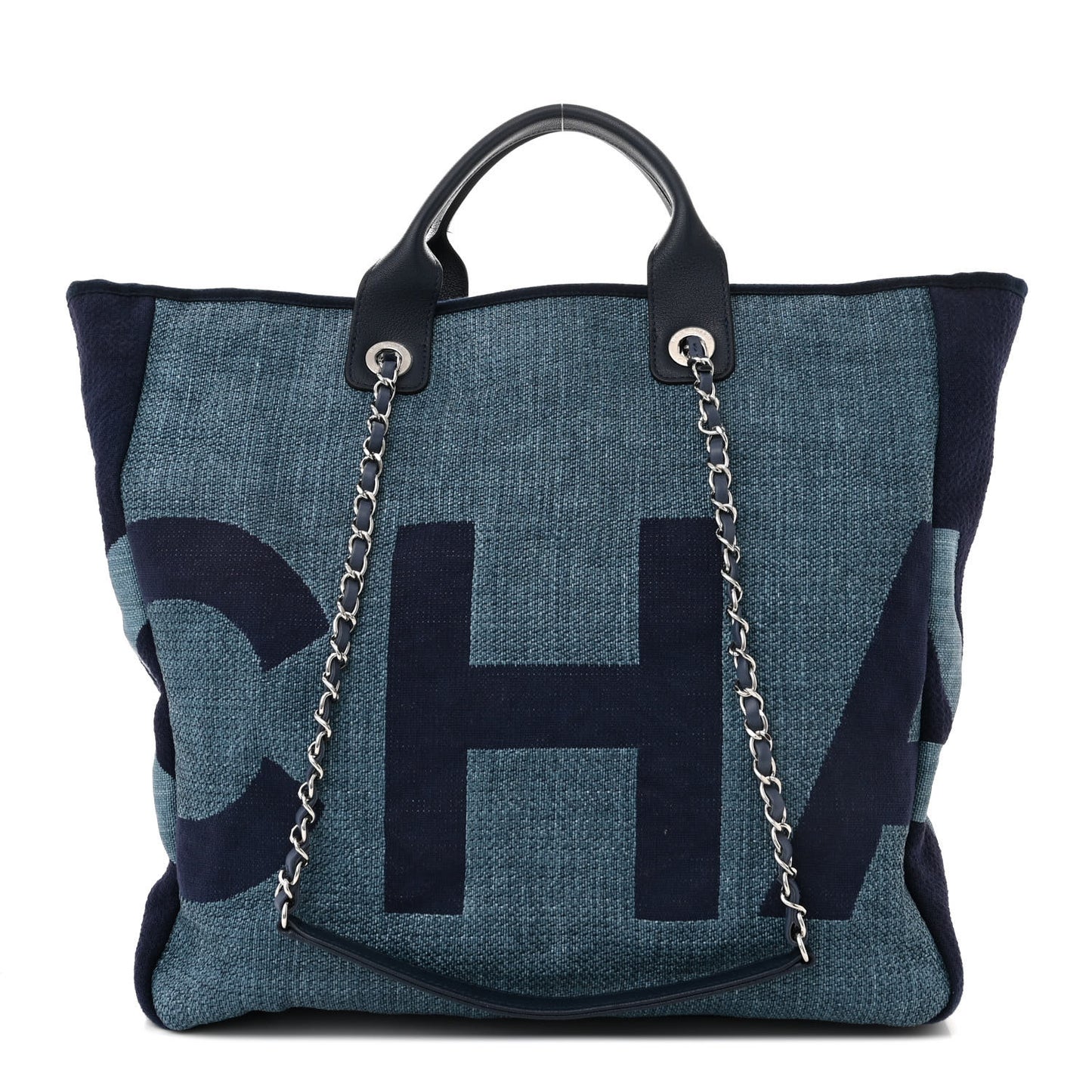 Canvas Large Shopping Tote Dark Blue