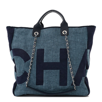 Chanel Canvas Large Shopping Tote Dark Blue 1 of 11