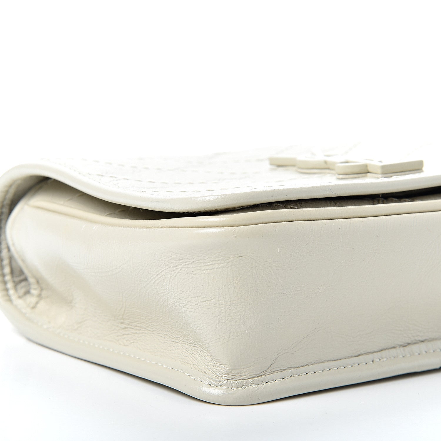 Saint Laurent Crinkled Calfskin Matelasse Monogram Niki Chain Wallet Crema Soft 7 of 8