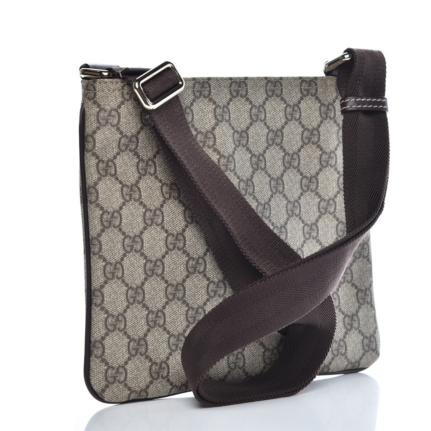 Gucci GG Supreme Monogram Small Flat Messenger Bag Dark Brown 3 of 7