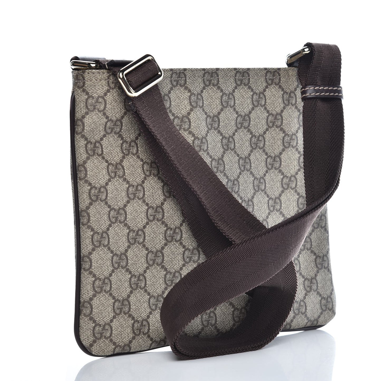 GG Supreme Monogram Small Flat Messenger Bag Dark Brown