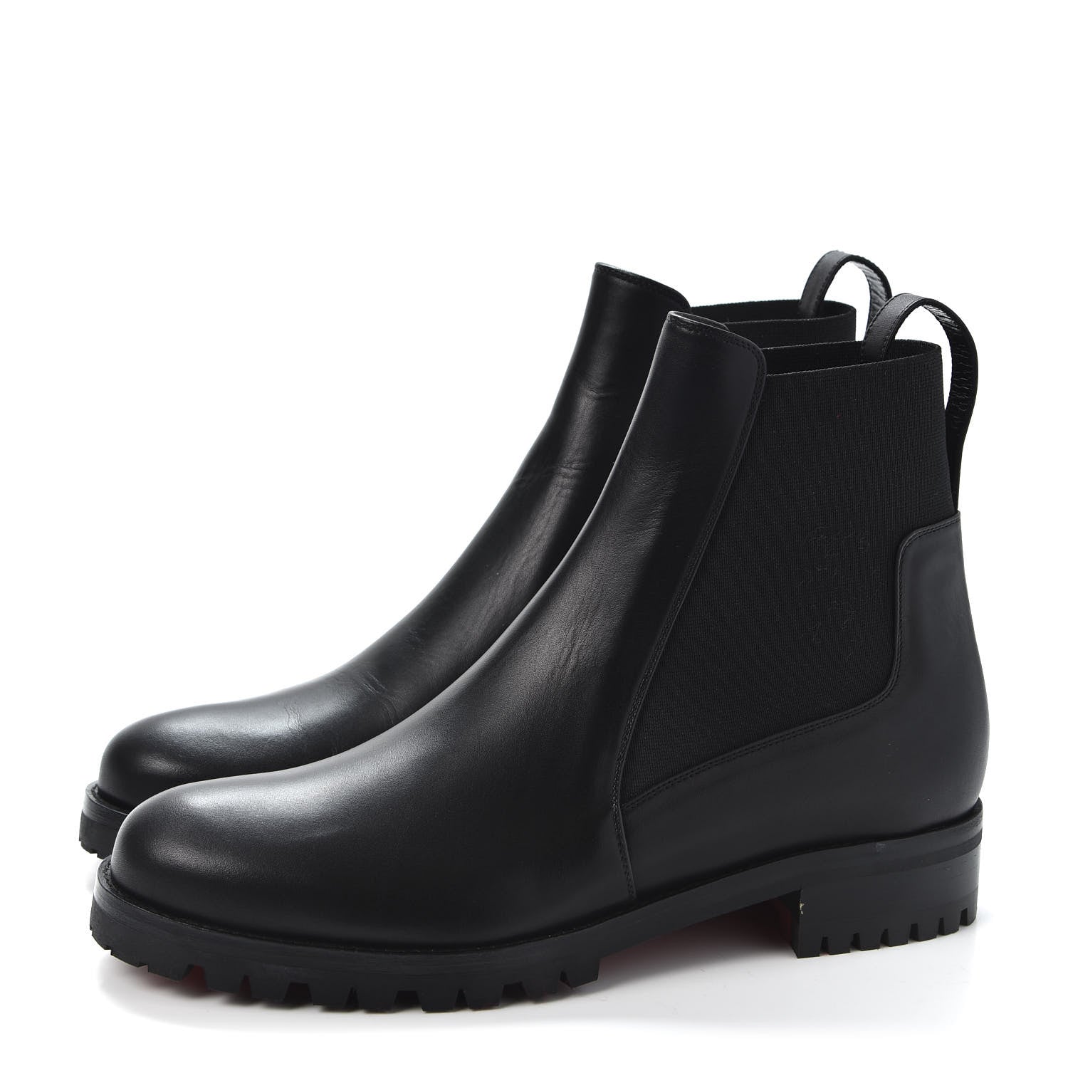 Christian Louboutin Calfskin Marchacroche Flat Chelsea Boots 37.5 Black 3 of 9