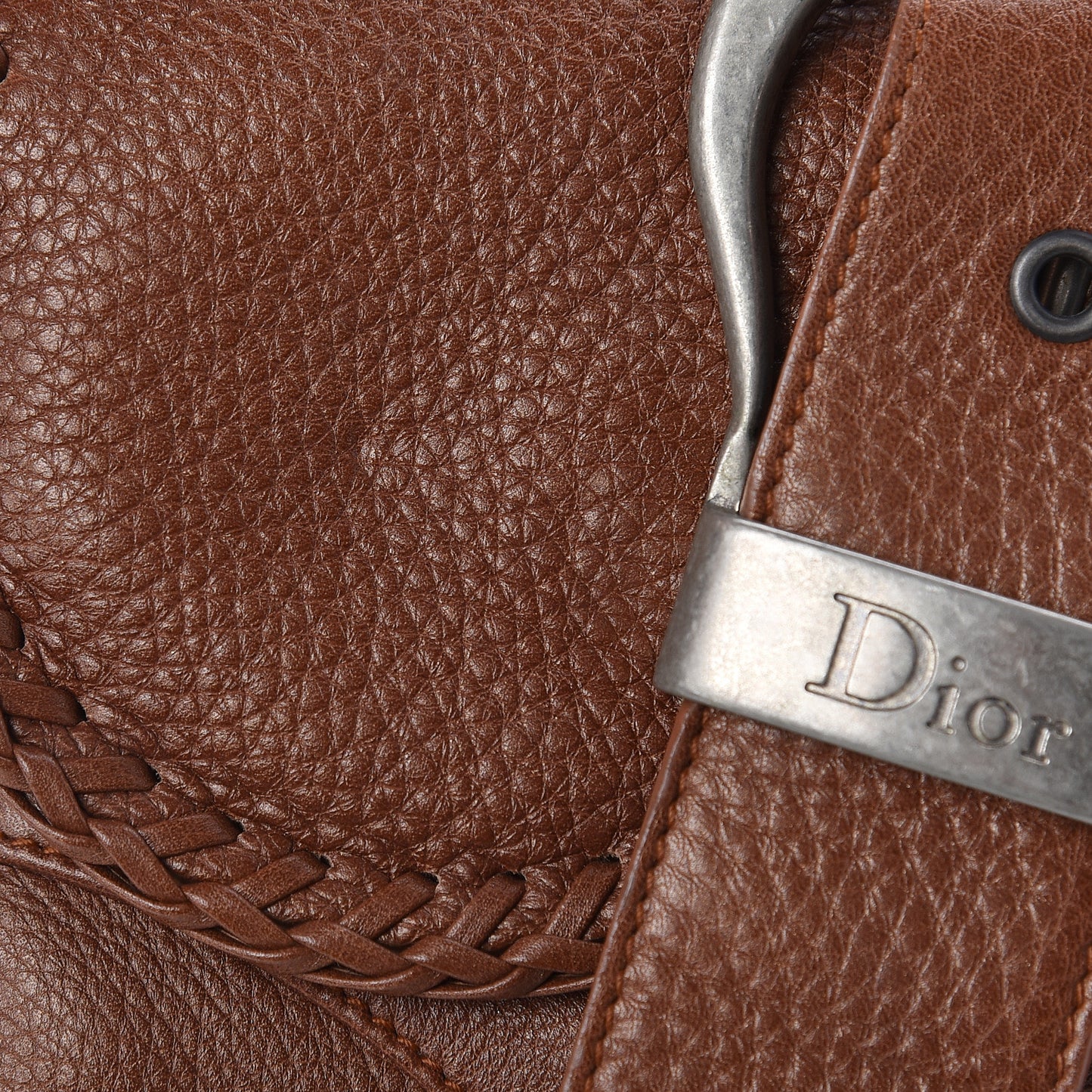 Calfskin Braided Gaucho Double Saddle Bag Brown