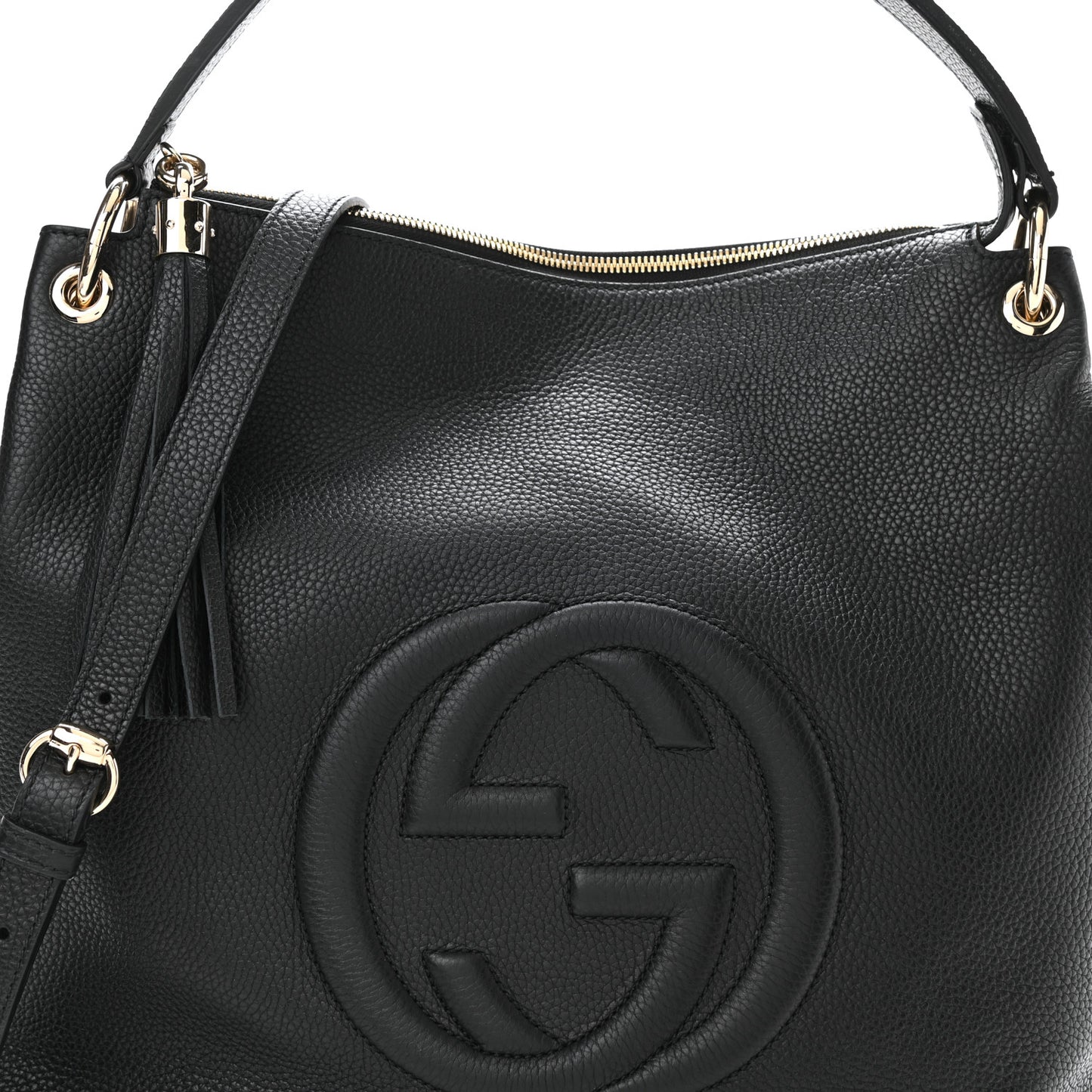 Pebbled Calfskin Large Soho Hobo Black