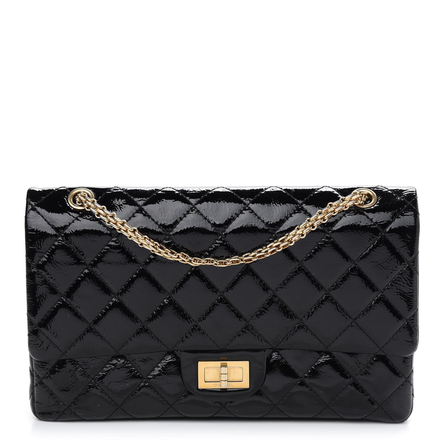 Chanel Distressed Patent Quilted 2.55 Reissue 227 Flap Black 1 of 12