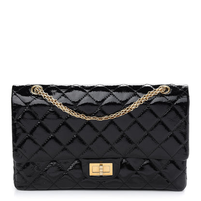 Chanel Distressed Patent Quilted 2.55 Reissue 227 Flap Black 1 of 12