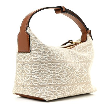 Loewe Jacquard Anagram Calfskin Small Cubi Bag Ecru Tan 3 of 17