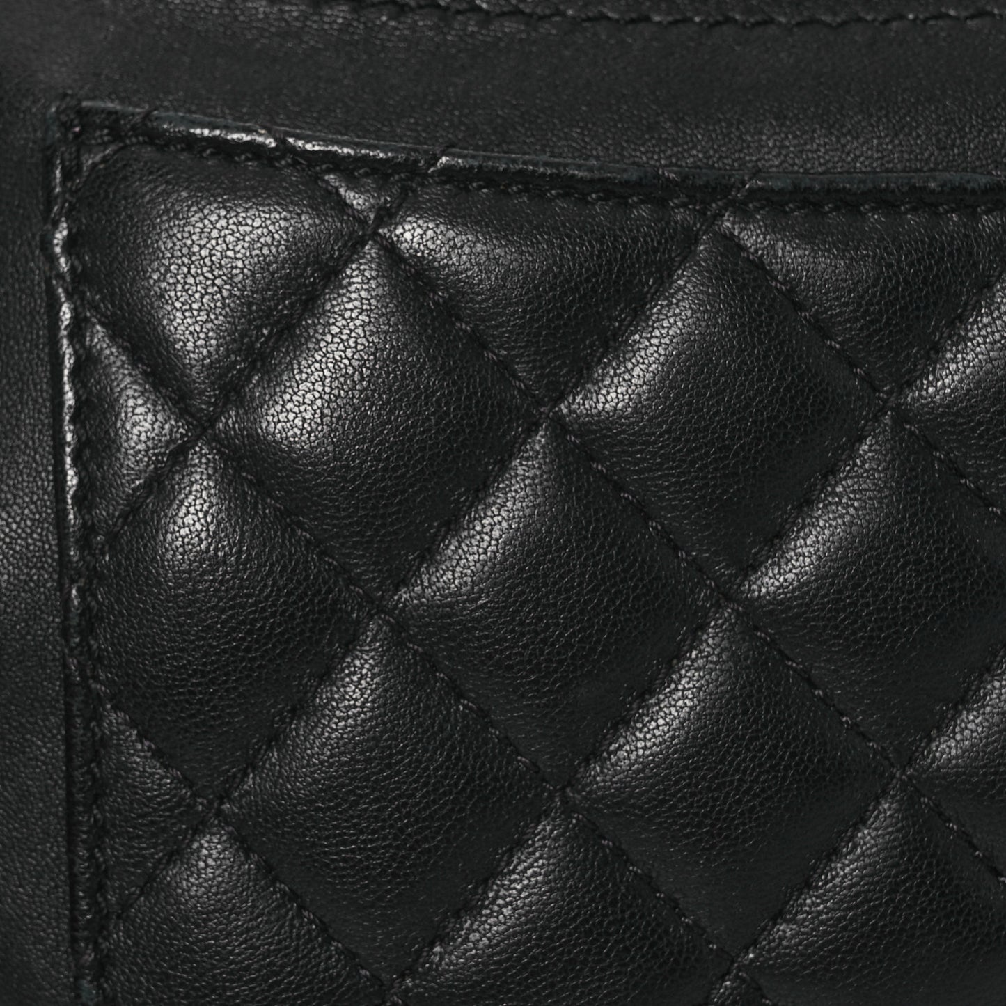 Lambskin Quilted Waist Bag Fanny Pack Black