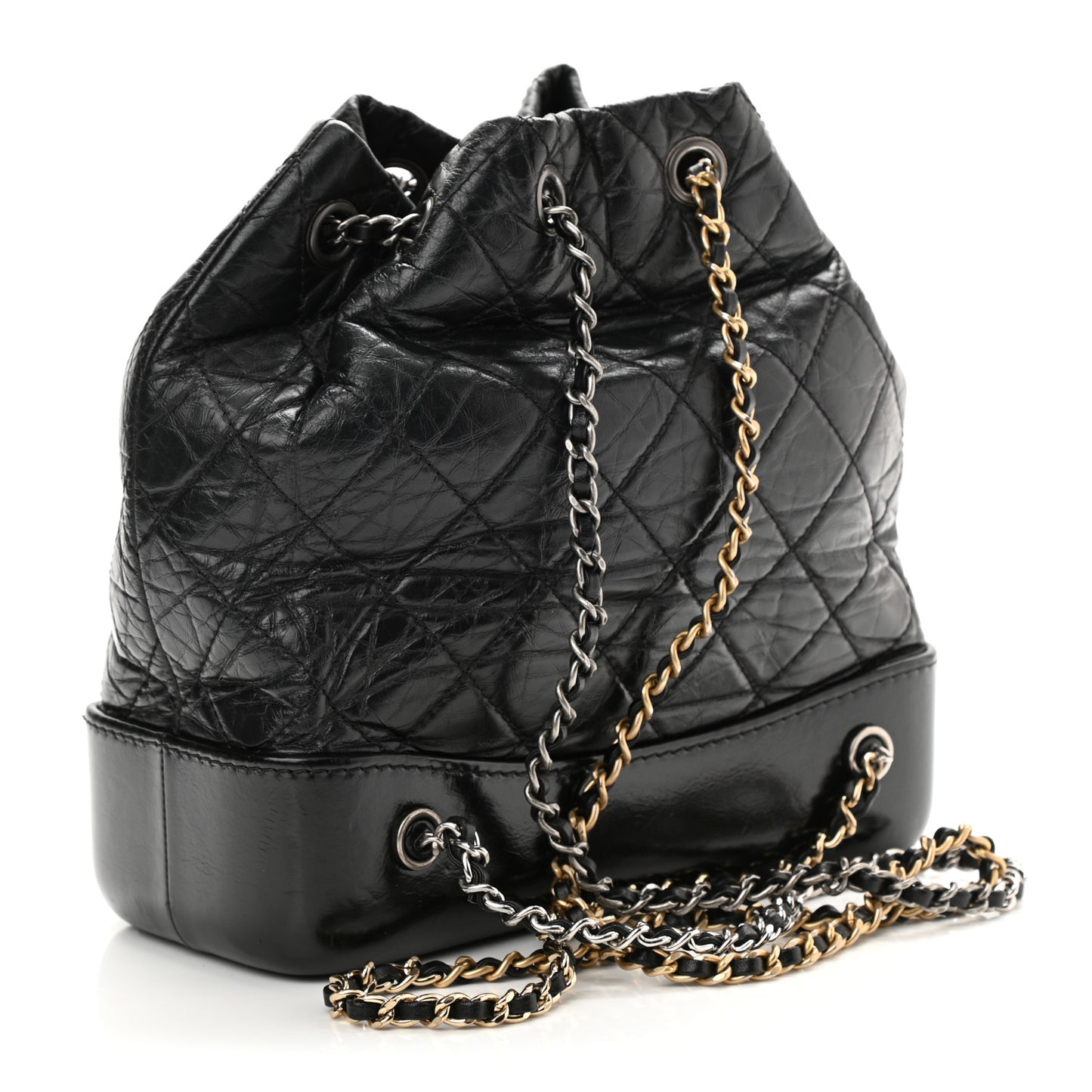 Aged Calfskin Quilted Small Gabrielle Backpack Black