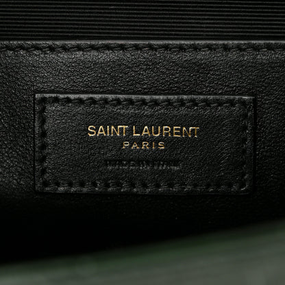 Saint Laurent Calfskin Crocodile Embossed Medium Classic Monogram Kate Tassel Satchel Dark Mint 6 of 13