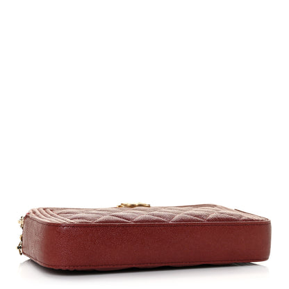 Chanel Caviar Quilted Small Boy Clutch With Chain Burgundy 3 of 10